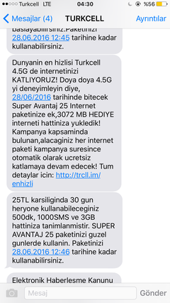 3 GB+ 500 DK+ 1000 SMS -25₺- TURKCELL (KİŞİYE ÖZEL) | DonanımHaber Forum