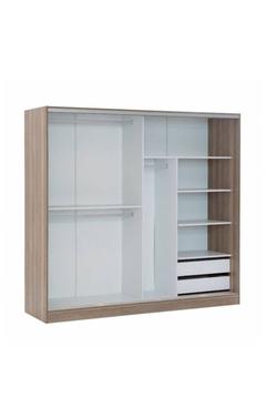 GG / 4 kapaklı 2 çekmeceli 175cm aynalı MDF gardırop 1206tl