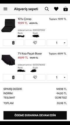 h&m 10'lu çorap kargo dahil 20tl