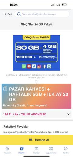 21 GB 180₺ (Mega+ 21 GB Tarifesi)