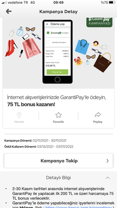 Garanti Pay ile 150 tl internet alışverişine 50 tl bonus(Kişiye Özel)