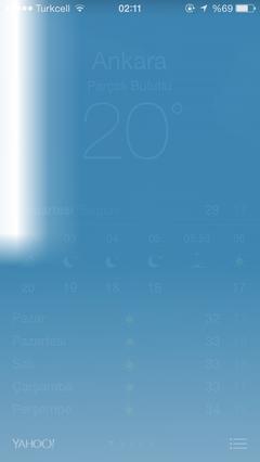  IOS 7.1.2 hava durumu uygulamasındaki beyaz bölüm
