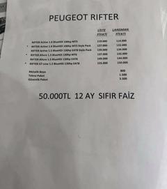 Yeni Peugeot Rifter fiyat listesi açıklandı
