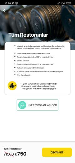 Gastroclub üyeliğine (750 TL), 1 yıl macfit hediye