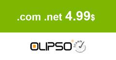  www.olipso.com .Com, .Net 4,99 $ üzerinden domain satışı yapıyor