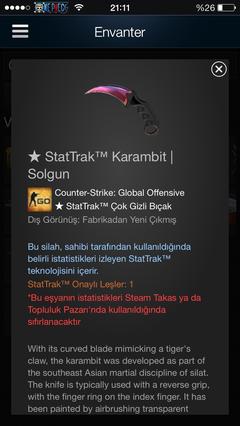  Cs go statrak karambit solgun düştü