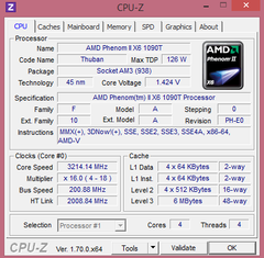  Phenom II X6 1090T CPU-Z 4 işlemci gösteriyor