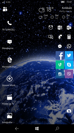  Windows 10 Mobile Ana Ekranlarınız