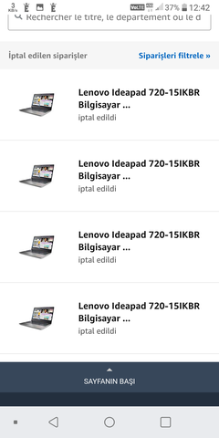 [ Bitti ] Lenovo Ideapad 720-15IKBR - Core i5, 8 GB, 1 To,AMD Radeon RX 555 - 360 Euro Herşey dahil.