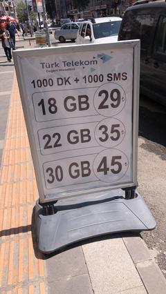Turk telekom 18 GB 29 TL, 22 GB 35 TL, 30 GB 45 TL.