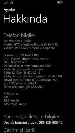  HTC Windows Phone 8X 8.1 Orjinal Rom.