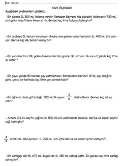 İLKOKULLAR İÇİN ETKİNLİK TEST VE UYGULAMALAR