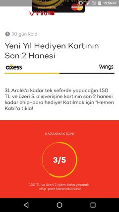  Axess kartın son iki hanesi kadar cip para