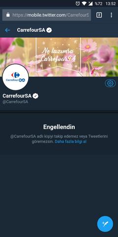 CarrefourSA twitter engelleme rezilliği