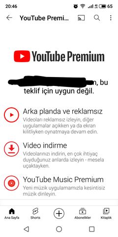 Bizce uygulaması Youtube premium 2 aylık