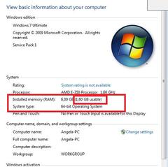  windows 7 x64  1,6 gb kullanılabilir olarak görüyor.normalmidir ?