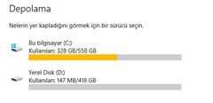  Windows 10 Depolama sorunu