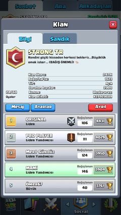 CLASH ROYALE (GÜÇLÜ TÜRKİYE) STRONG TR KLAN ALİMİ VARDİR. (+4000)