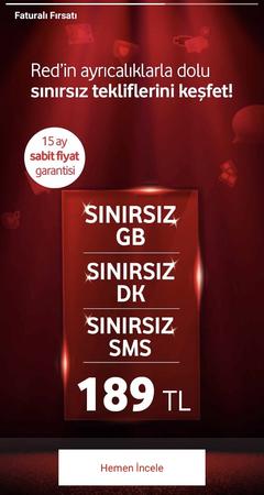 Vodafone da 1 Ayda Limitsiz Tarifeye Geçiş Yapma (189₺ - 5 Mbps)