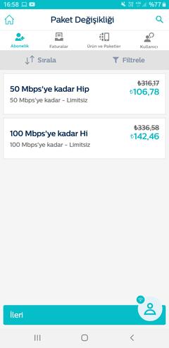 İnternet Paket Değişikliği Önerisi