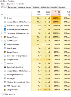 %100 Disk Kullanımı Sorunu