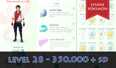  Pokemon GO! 28 Level Hesap - 400.000+ Stardust - Efsane Pokemonlar