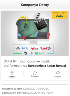 Dijital film dizi oyun müzik platformlarında harcadığın kadar bonus Max:40