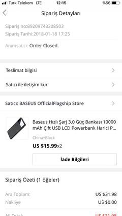 Baseus QC 3.0 10000mah LCD Yuzdeli Type C girisli Power Bank 16$