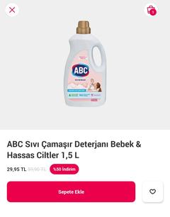 Abc hassas ciltler sıvı deterjan 1.5lt 29.90