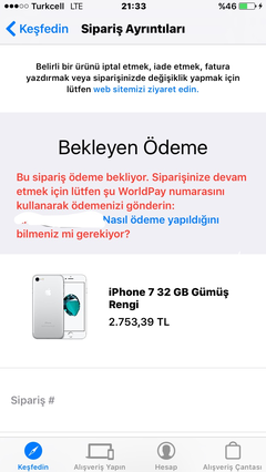 Apple Online Store iPhone 7 ve iPhone 7 Plus Havale/EFT Takip,Yardımlaşma ve Mağduriyet Konusu