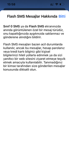 Flash SMS kapatma