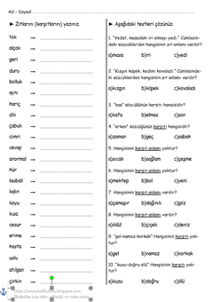 İLKOKULLAR İÇİN ETKİNLİK TEST VE UYGULAMALAR