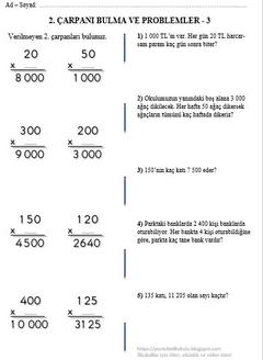 İLKOKULLAR İÇİN ETKİNLİK TEST VE UYGULAMALAR