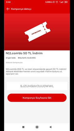 Akbank Uygulaması N11 200/50 İndirim Kodu Veriyor