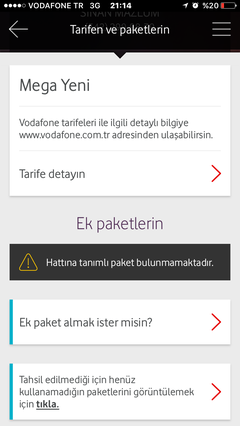 Vodafone Her Yöne 600DK 1000SMS 3GB internet 19 TL