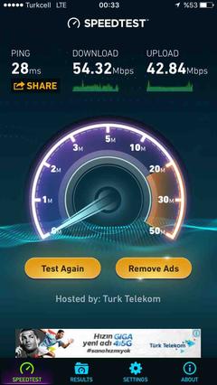 Türkcell 3G vs. 4,5G iPhone 6S Testi