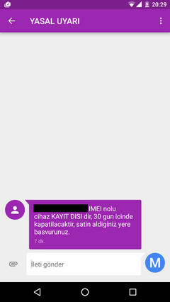  Telefonuma Gelen IMEI Kayıt Dışıdır Mesajı