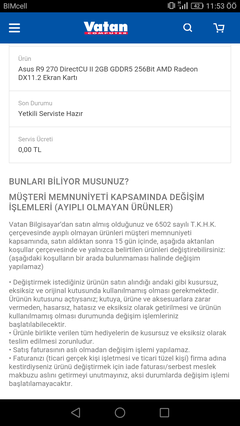 VATAN PC YETKİLİ SERVİSTE HAZIR NE DEMEK?(BİR SORUN BULUNAMAMIŞMIŞ)