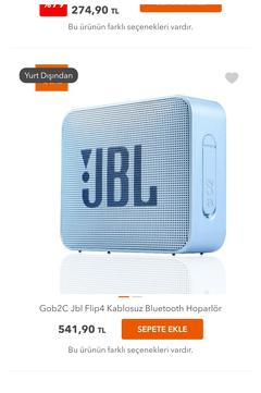 JBL flip 4 Hepsiburada 274 tl