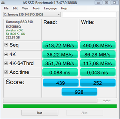  Samsung evo 840 250 gb benchmark test sonucu ?