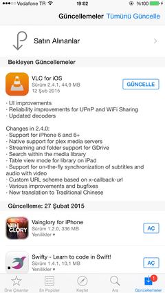  VLC player iOS Tekrar yayında