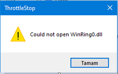 ThrottleStop "Could not open WinRing0.dll" hatası