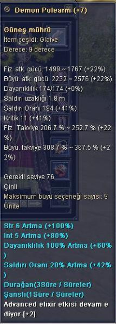  81 GLAİVE ELİNDE SUN+7 VE ÜSTÜNDE +3 SET VAR 60 TL