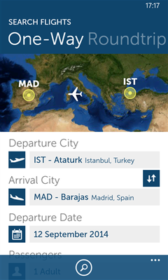  Türk Hava Yolları Windows Phone 8 uygulaması çıkmış
