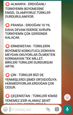 AKP gençlik kolları Wp mesajı SS li