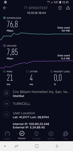 TÜM OPERATÖRLER 4,5G HIZ TESTİ [ANA KONU] 5G YE DOĞRU ADIM ADIM