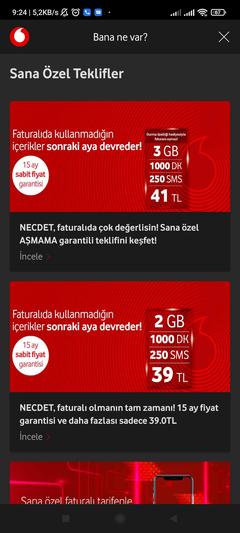 Vodafone Yanımda, Geçebileceğim Tarifeler( Mevcut Müşteri)