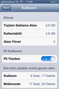  IOS 8.4-8.3 ten IOS 6.1.3 e düşen cihazların batarya süreleri