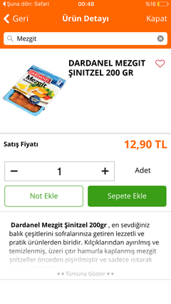  migros salla kazan DARDANEL LEVREK ŞINITZEL 200 GR