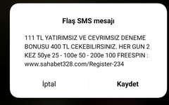 Flash SMS kapatma